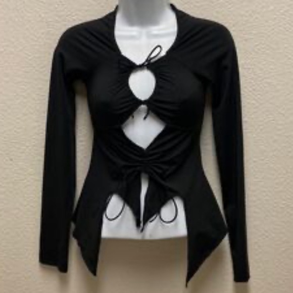 Cape Clique Black Crop Top Drawstring Women Small - Picture 15 of 15